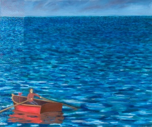 The Red Boat oil on canvas 709 x 597mm
