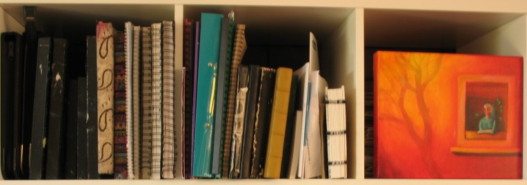 Sketchbooks on my Artroom Bookshelf